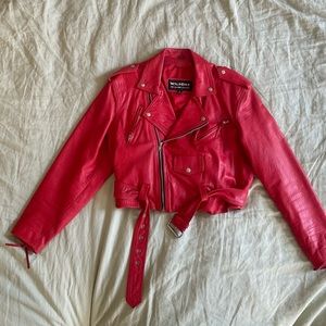 Wilsons Vintage 90’s Red Leather Moto Jacket L